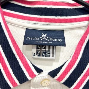 Psycho Bunny Pink and Black Striped Polo